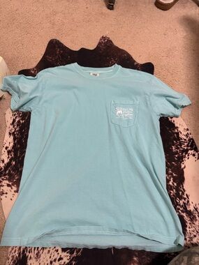 Southern Fried Cotton Pocket Tee in Aqua
